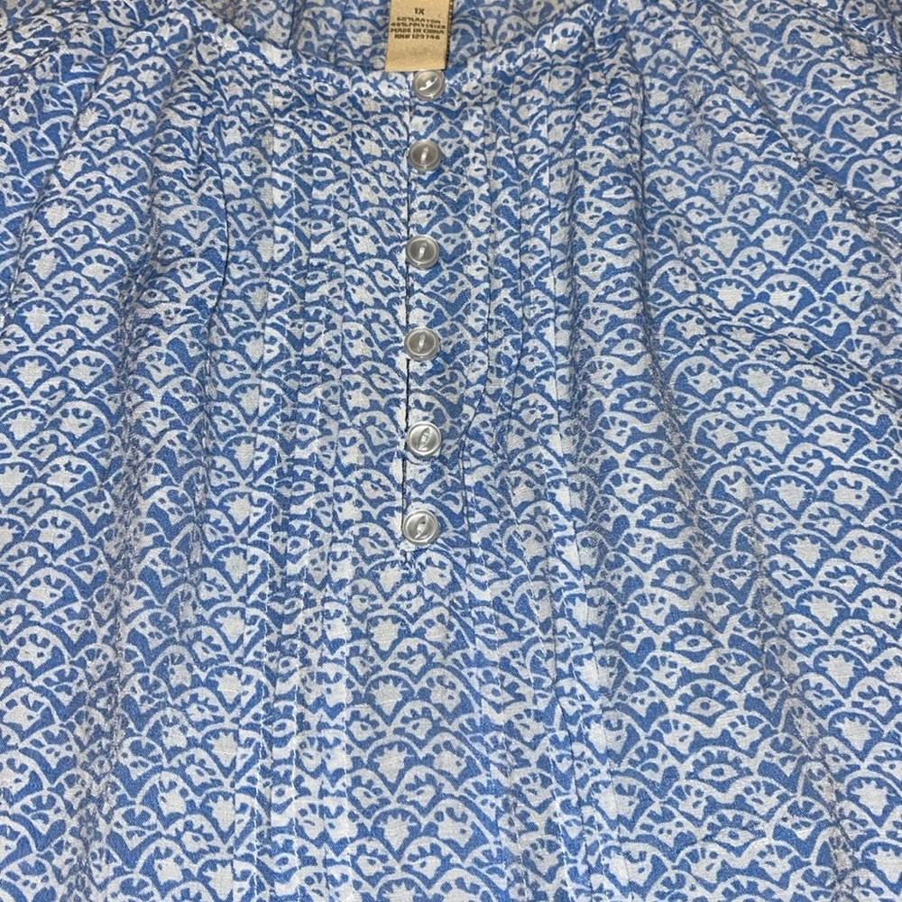 Bit & Bridle Women’s Boat Neck Short Sleeve Blue/white Top Size 1X Lightweight - Picture 4 of 10